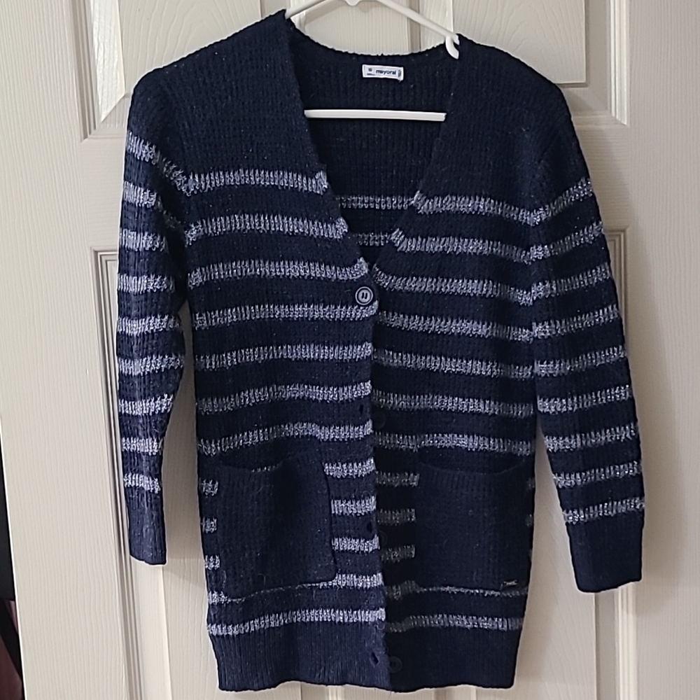 Striped Navy and Gray Women's Sweater